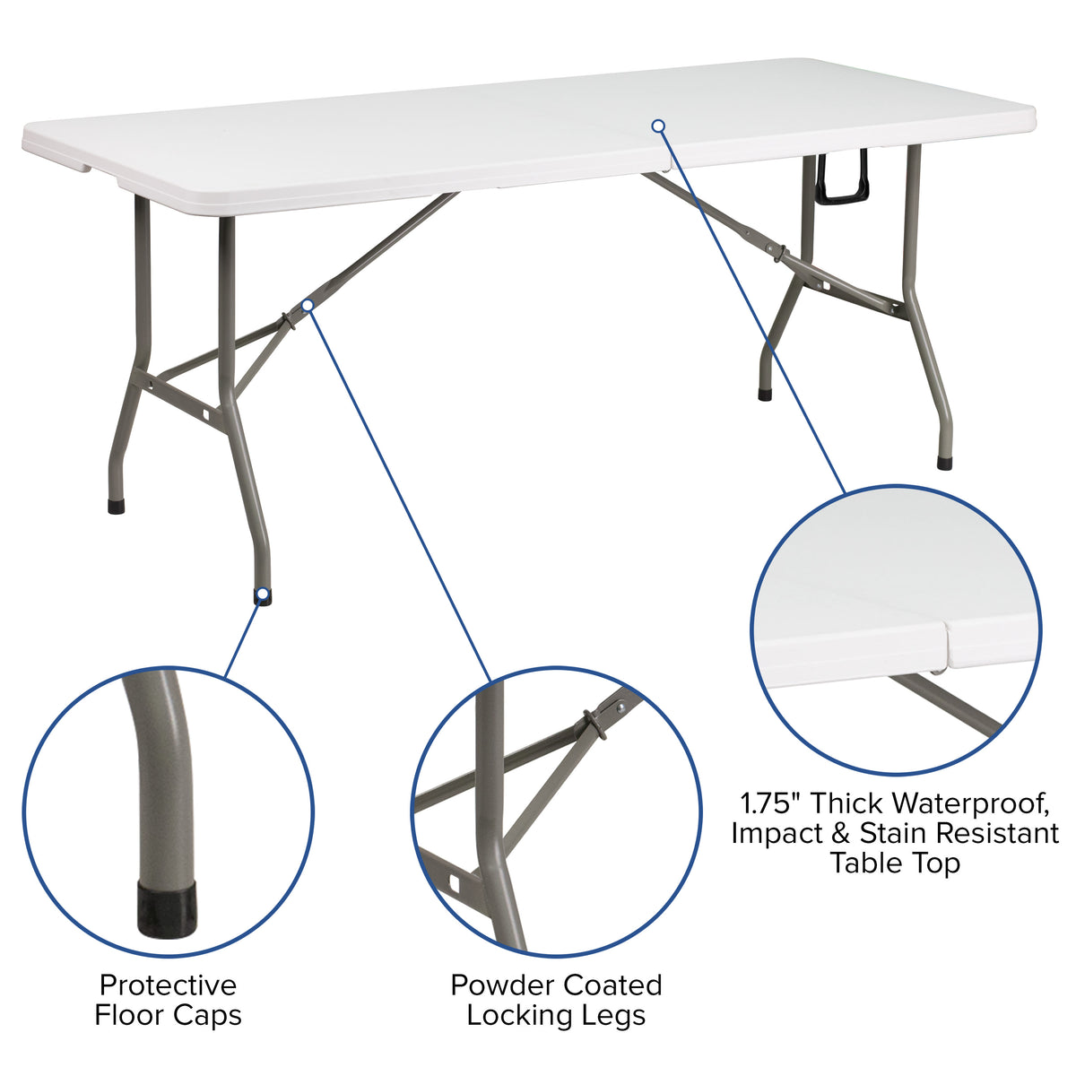 Blue |#| 8' x 8' Blue Pop Up Canopy Tent and 6 Ft. Bi-Fold Table with Carrying Handle
