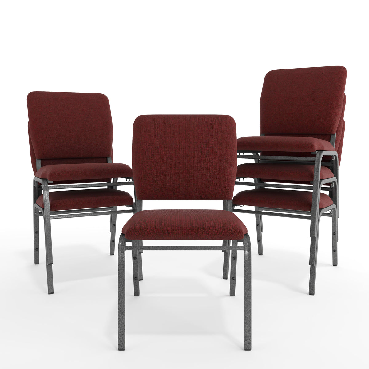 Maroon Fabric/Silver Vein Frame |#| Maroon Multipurpose Church Chairs - 18.5 in. Wide