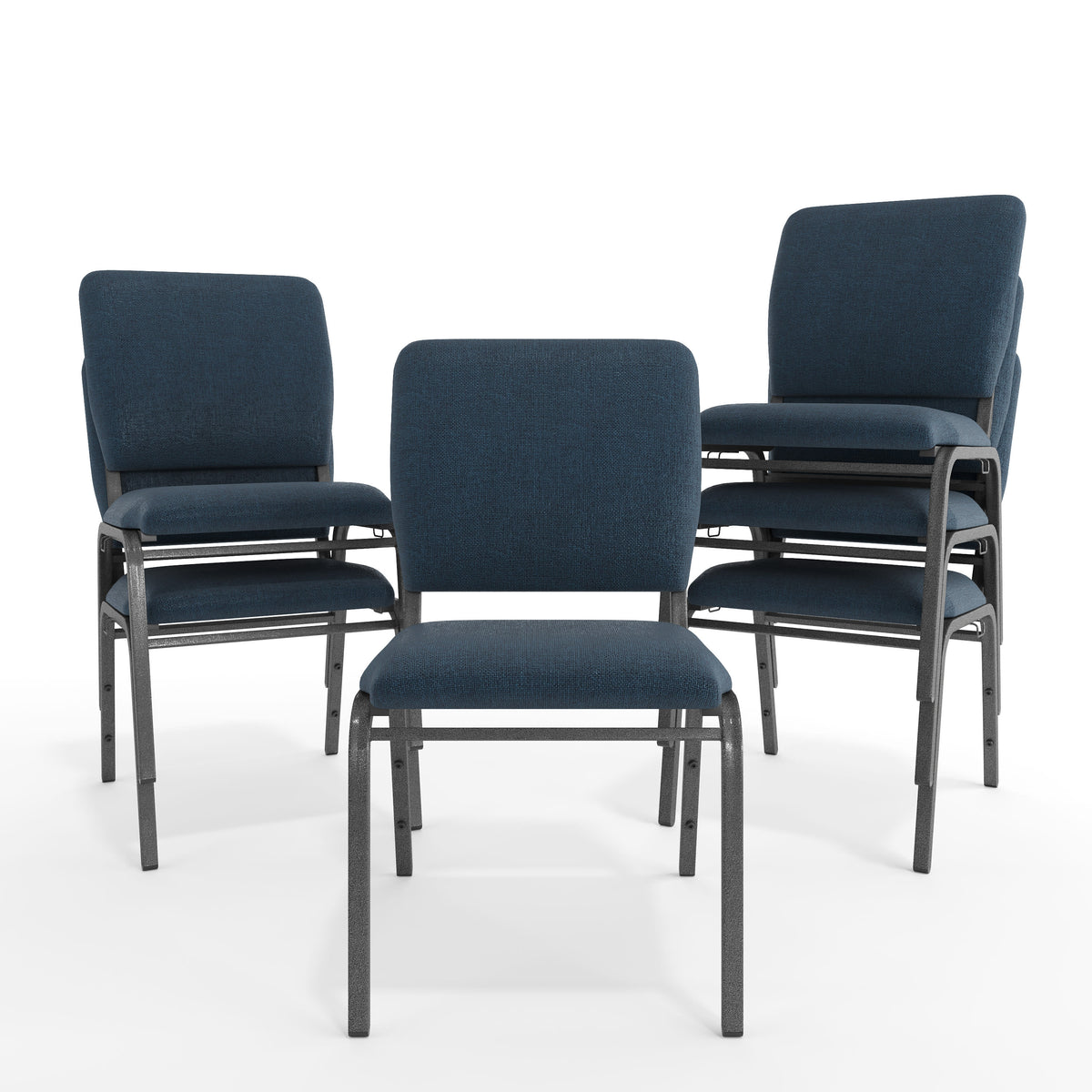 Navy Fabric/Silver Vein Frame |#| Navy Multipurpose Church Chairs - 18.5 in. Wide