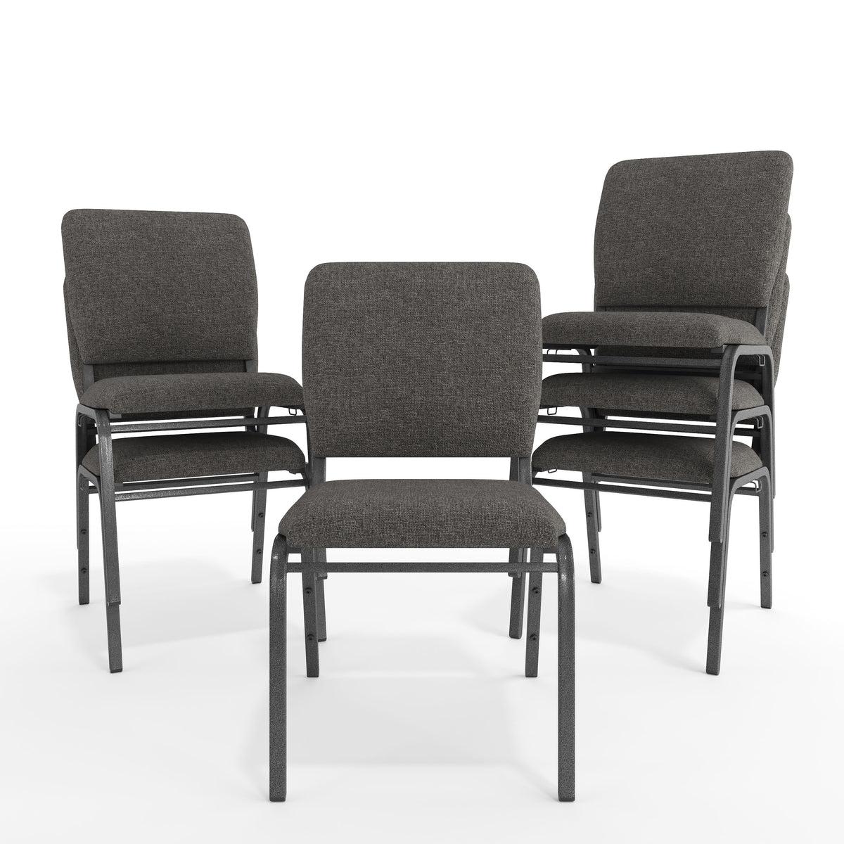 Charcoal Gray Fabric/Silver Vein Frame |#| Charcoal Gray Multipurpose Church Chairs - 18.5 in. Wide