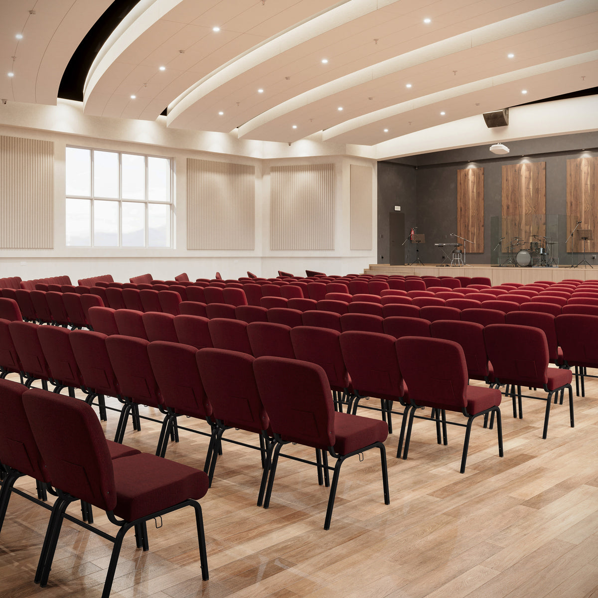 Maroon Fabric/Black Textured Frame |#| Signature Elite Maroon Church Chair - 20 in. Wide