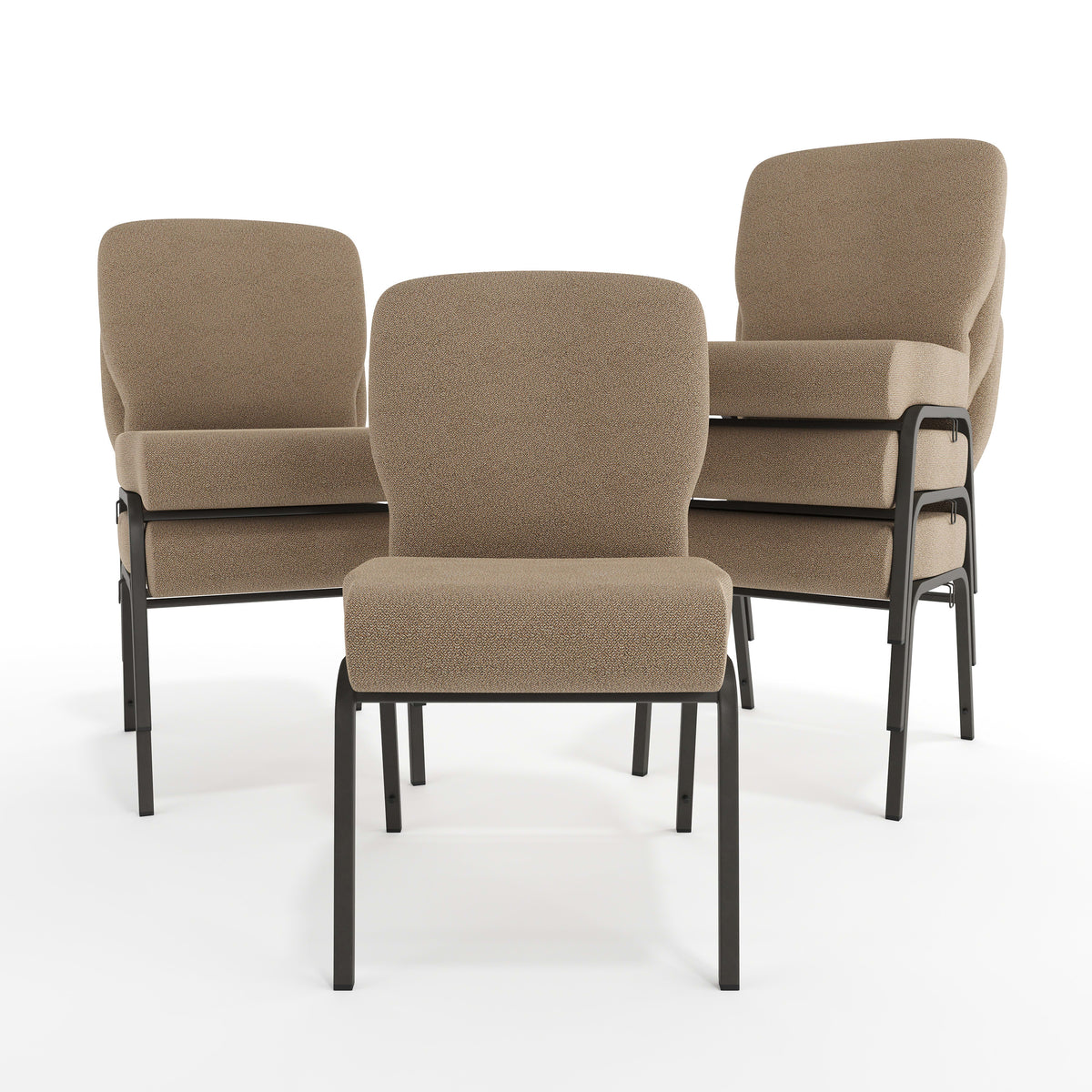 Tan Speckle Fabric/Black Textured Frame |#| Tan Speckle Church Chair - 20 in. Wide