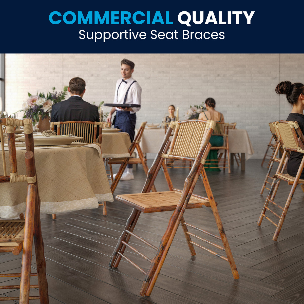 Bamboo Wood Folding Chair - Event Folding Chair - Commercial Folding Chair