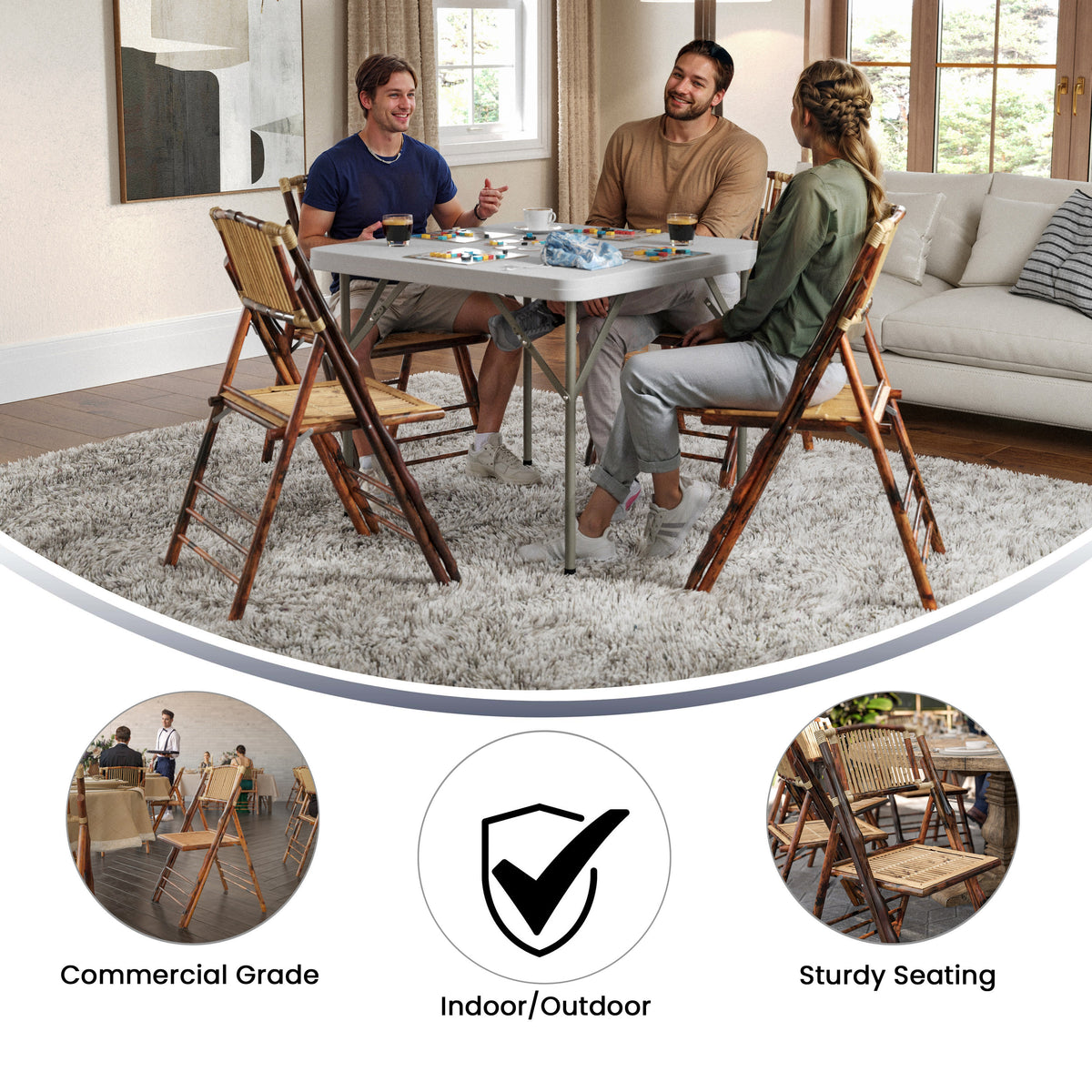 Bamboo Wood Folding Chair - Event Folding Chair - Commercial Folding Chair