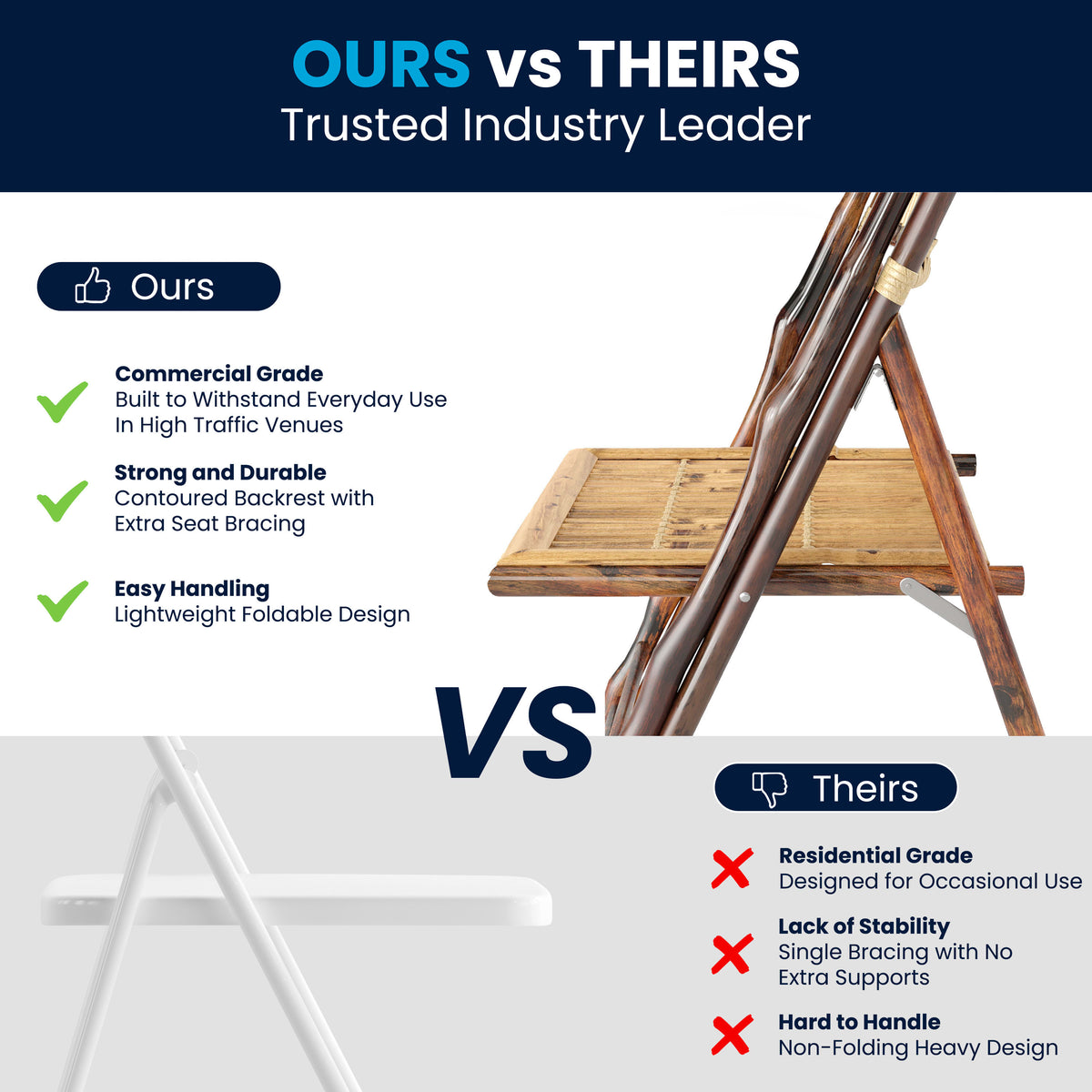 Bamboo Wood Folding Chair - Event Folding Chair - Commercial Folding Chair