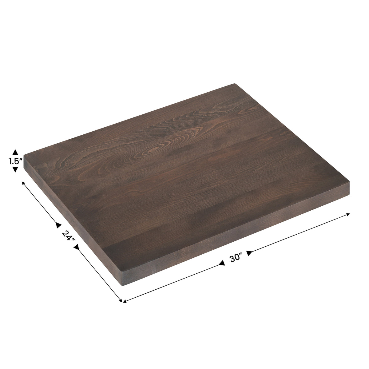 Dark Brown |#| 24x30 Commercial Solid Wood Tabletop with Support Bars for Indoor Use-Dark Brown