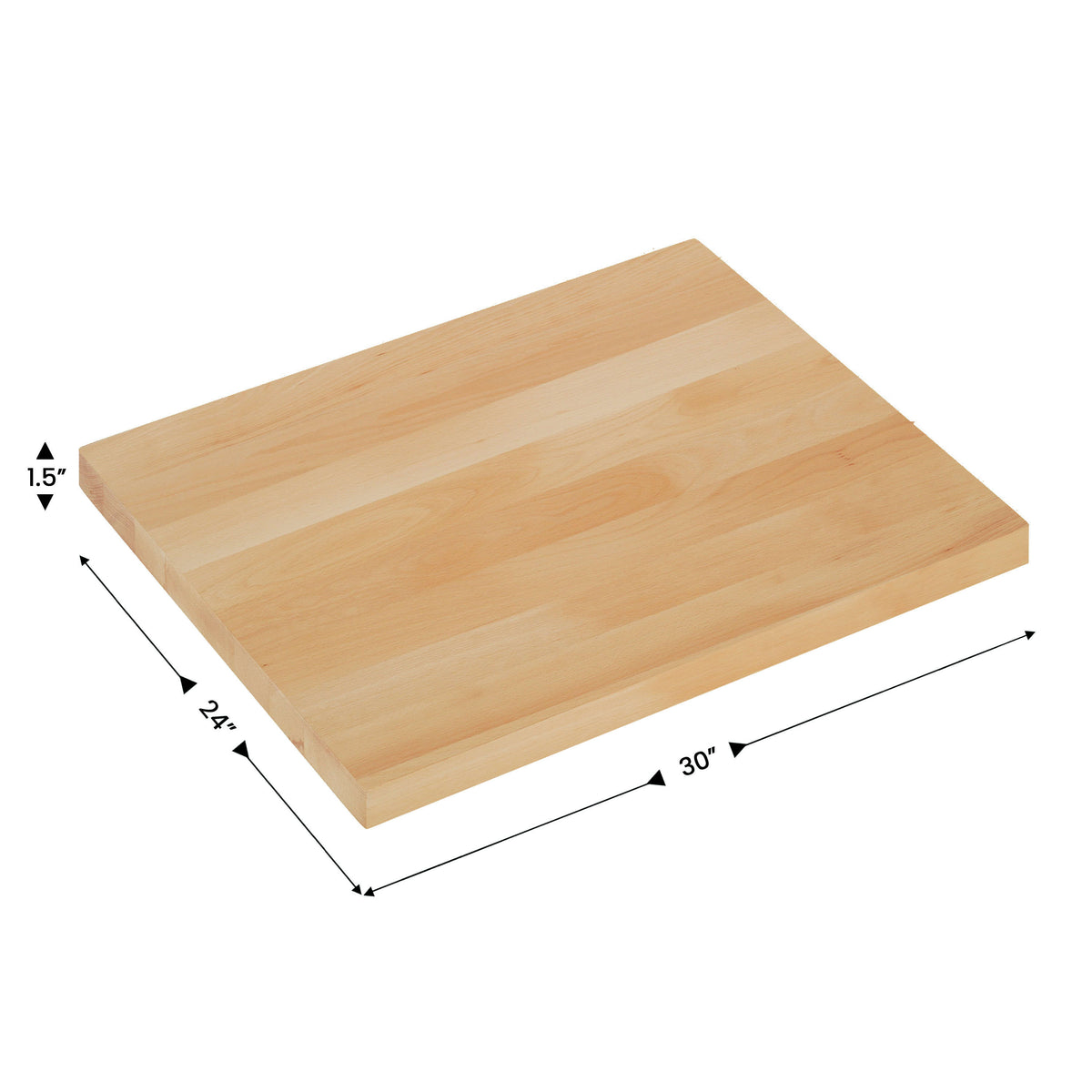Natural |#| 24x30 Commercial Solid Wood Tabletop with Support Bars for Indoor Use-Natural