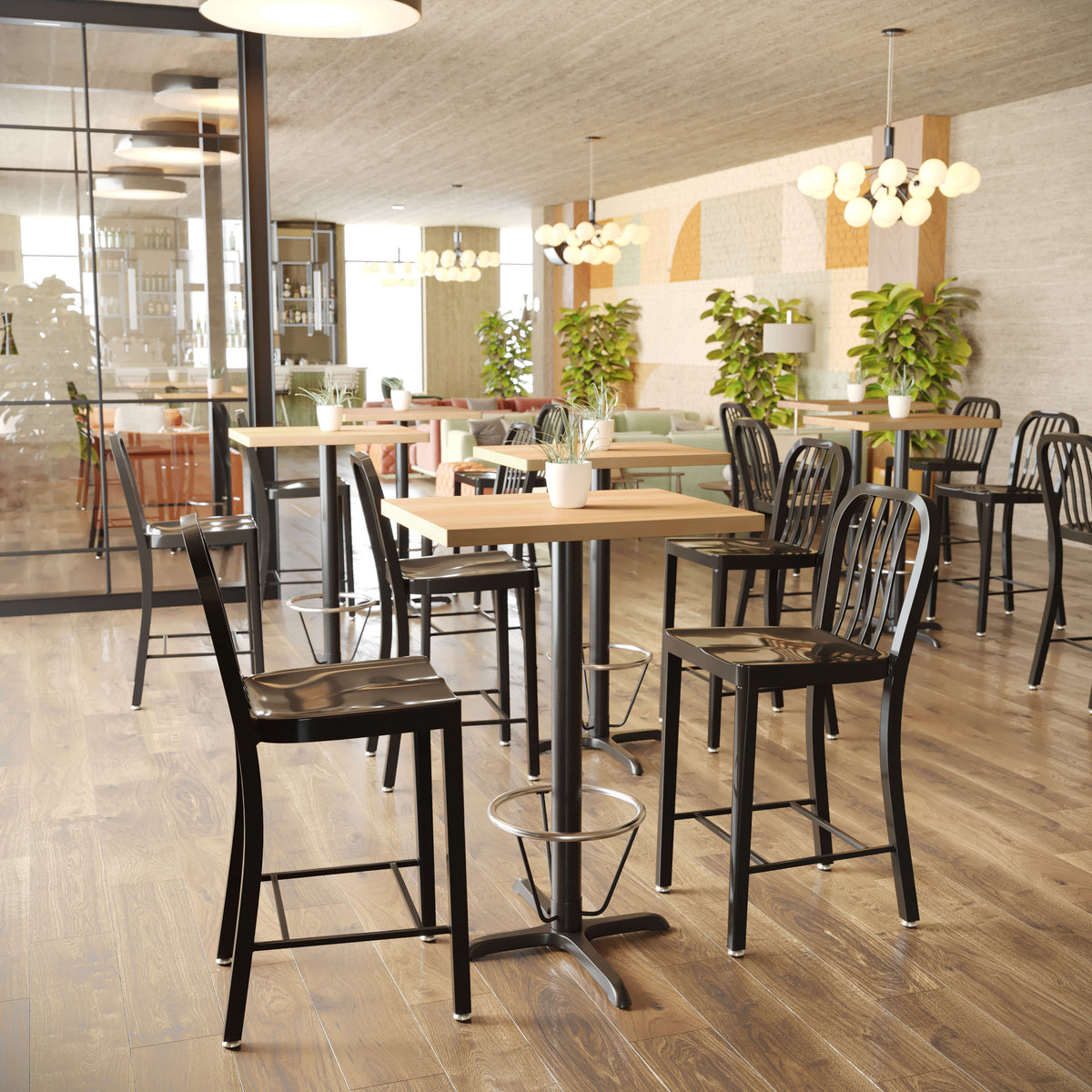 Natural |#| 24x30 Commercial Solid Wood Tabletop with Support Bars for Indoor Use-Natural