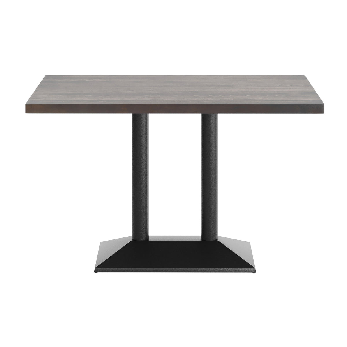 Dark Brown Top/Black Base |#| Commercial 30x48 Brown Table-27x15 Dual Column Table Height Black Cast Iron Base