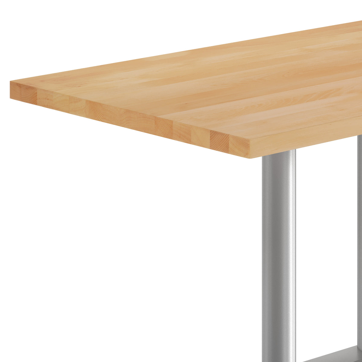 Natural Top/Silver Base |#| Commercial 30x48 NAT Table-27x15 Dual Column Table Height SIL Cast Iron Base