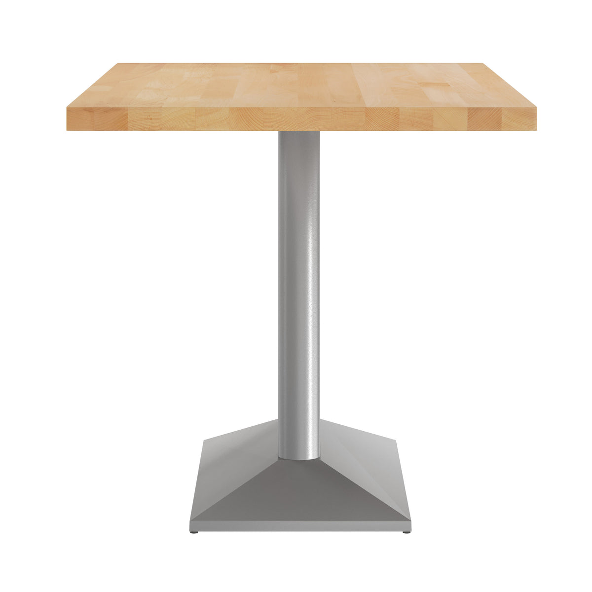 Natural Top/Silver Base |#| Commercial 30x48 NAT Table-27x15 Dual Column Table Height SIL Cast Iron Base