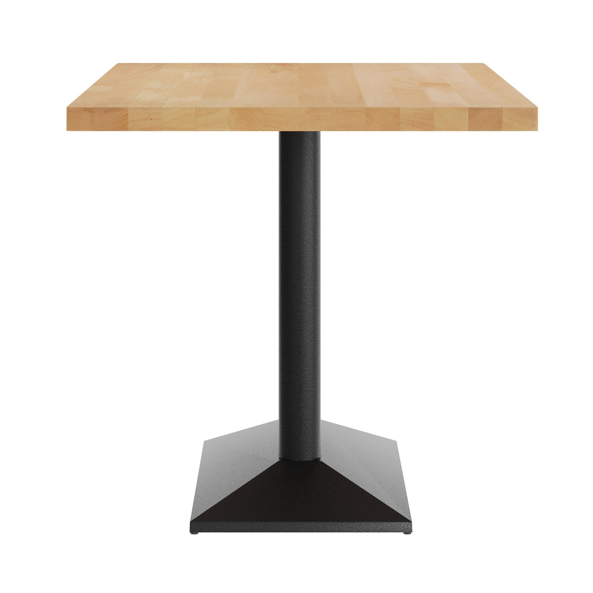 Natural Top/Black Base |#| Commercial 30x48 NAT Table-27x15 Dual Column Table Height Black Cast Iron Base