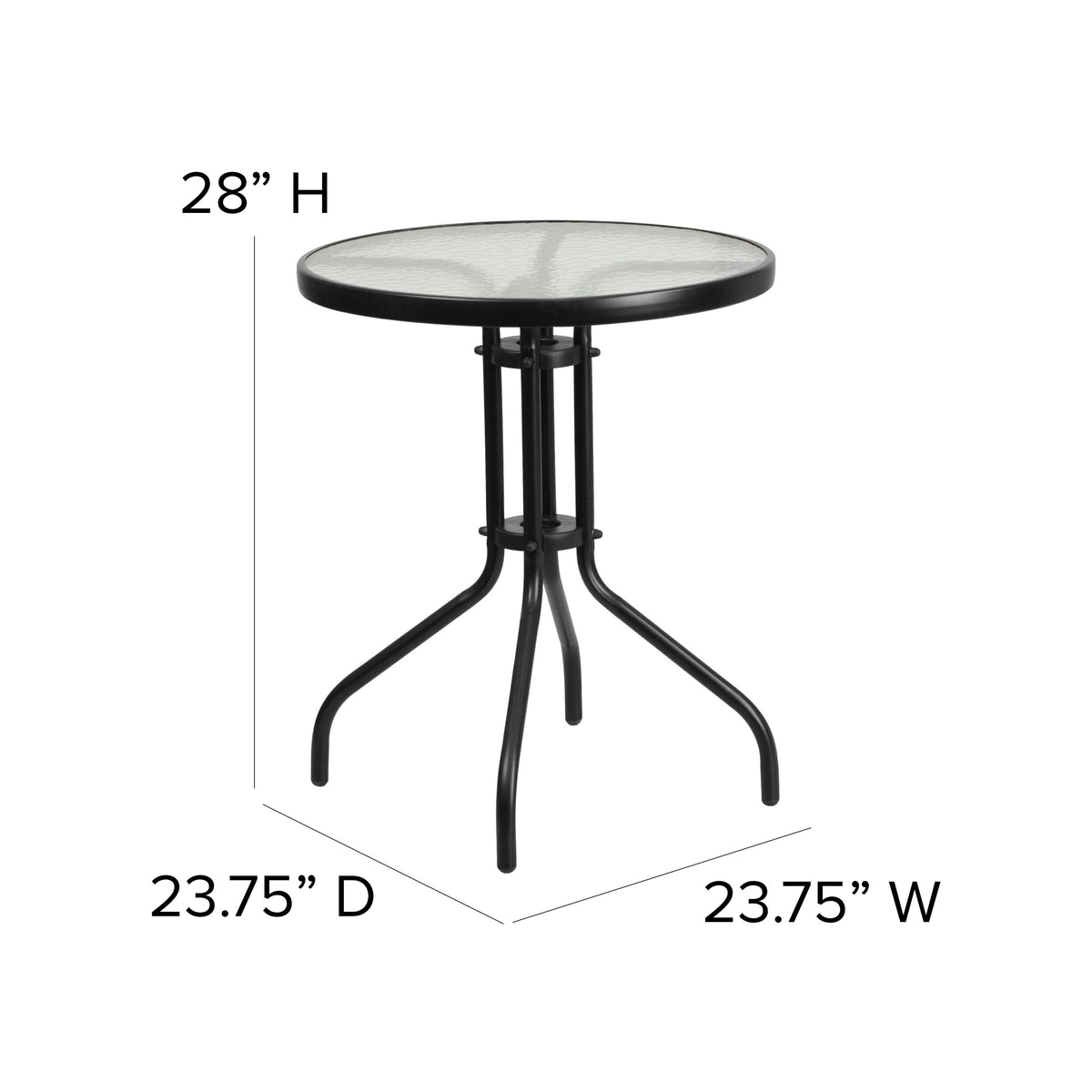 Brown |#| 3 Piece Patio Dining Set - 23.75" Round Glass Table, 2 Brown Flex Stack Chairs