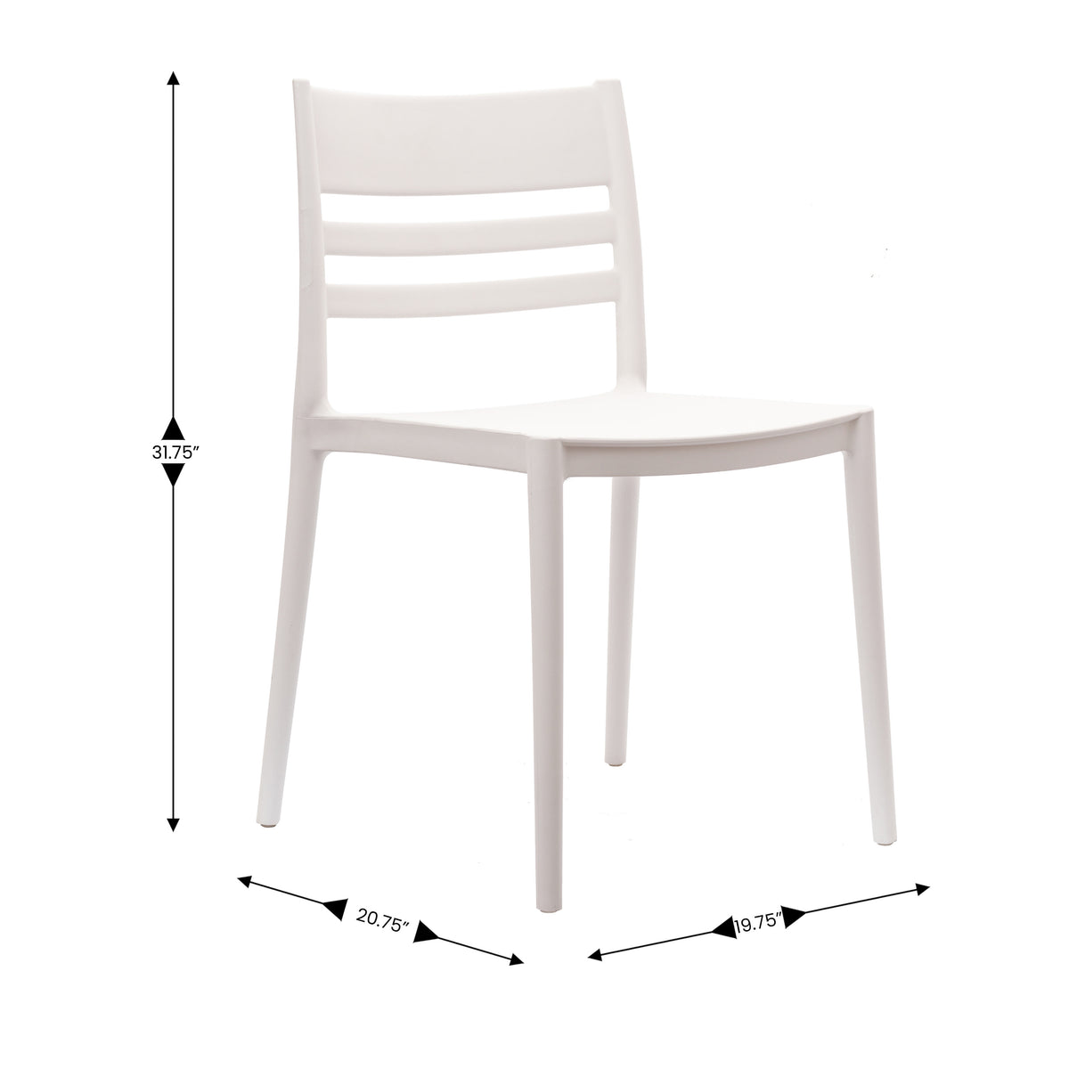 White |#| Commercial All-Weather White Resin Patio Stack Chair with Slatted Backrest