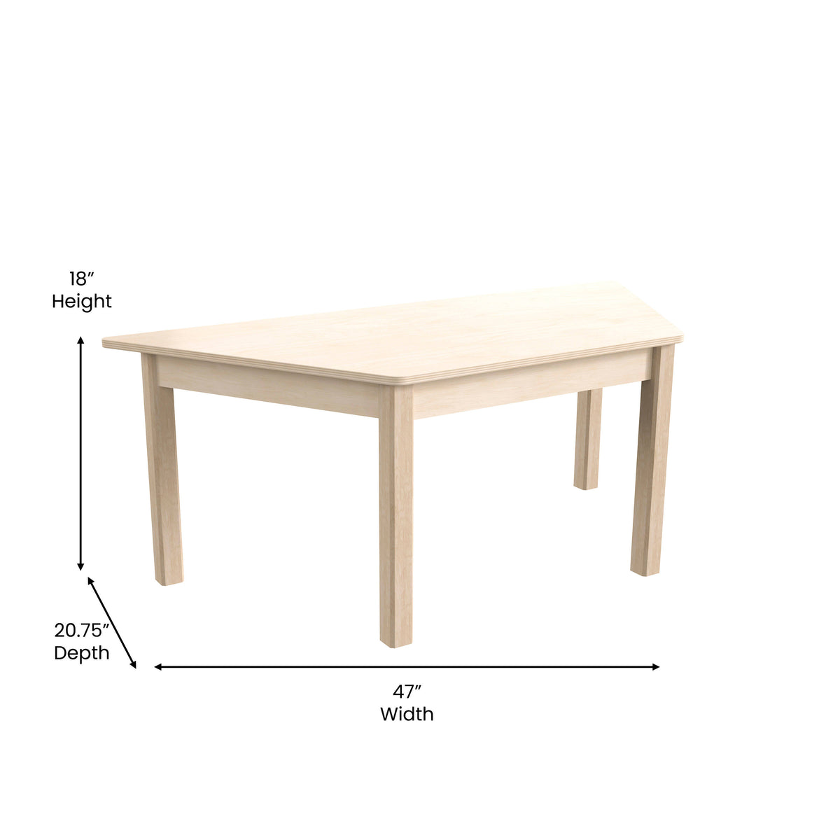 Commercial Grade Trapezoid Wooden Classroom Activity Table - Beech