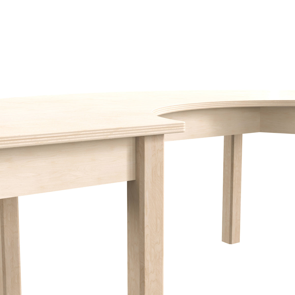 Commercial Grade Half Circle Wooden Classroom Activity Table - Beech