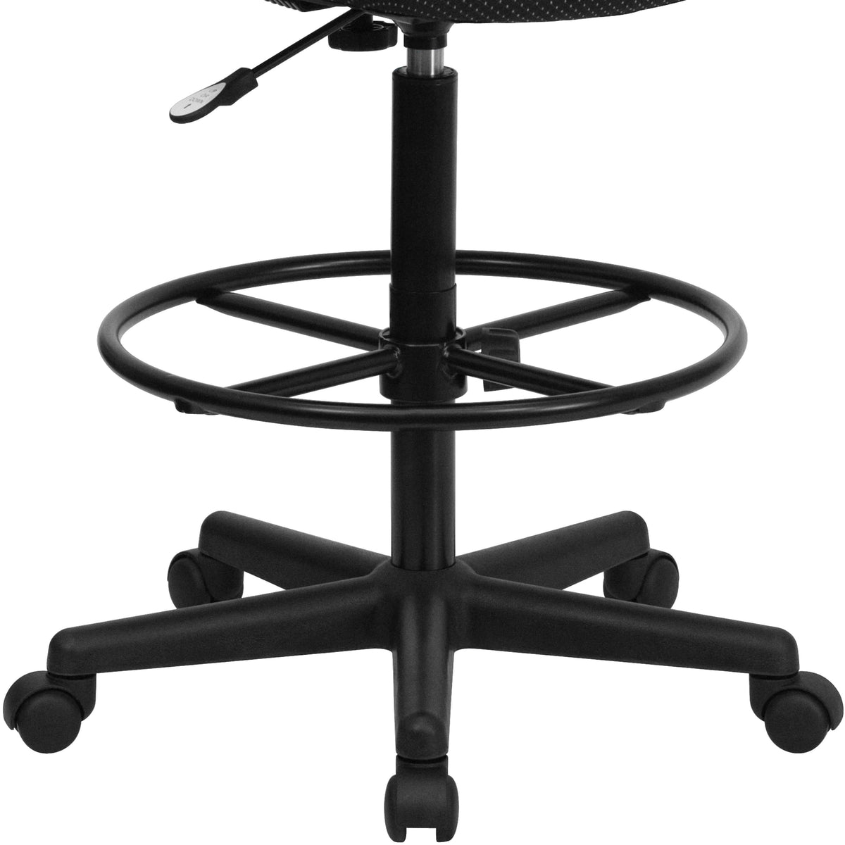 Black Patterned |#| Commercial Adjustable Height Drafting Chair-Adjustable Foot Ring in Black Fabric