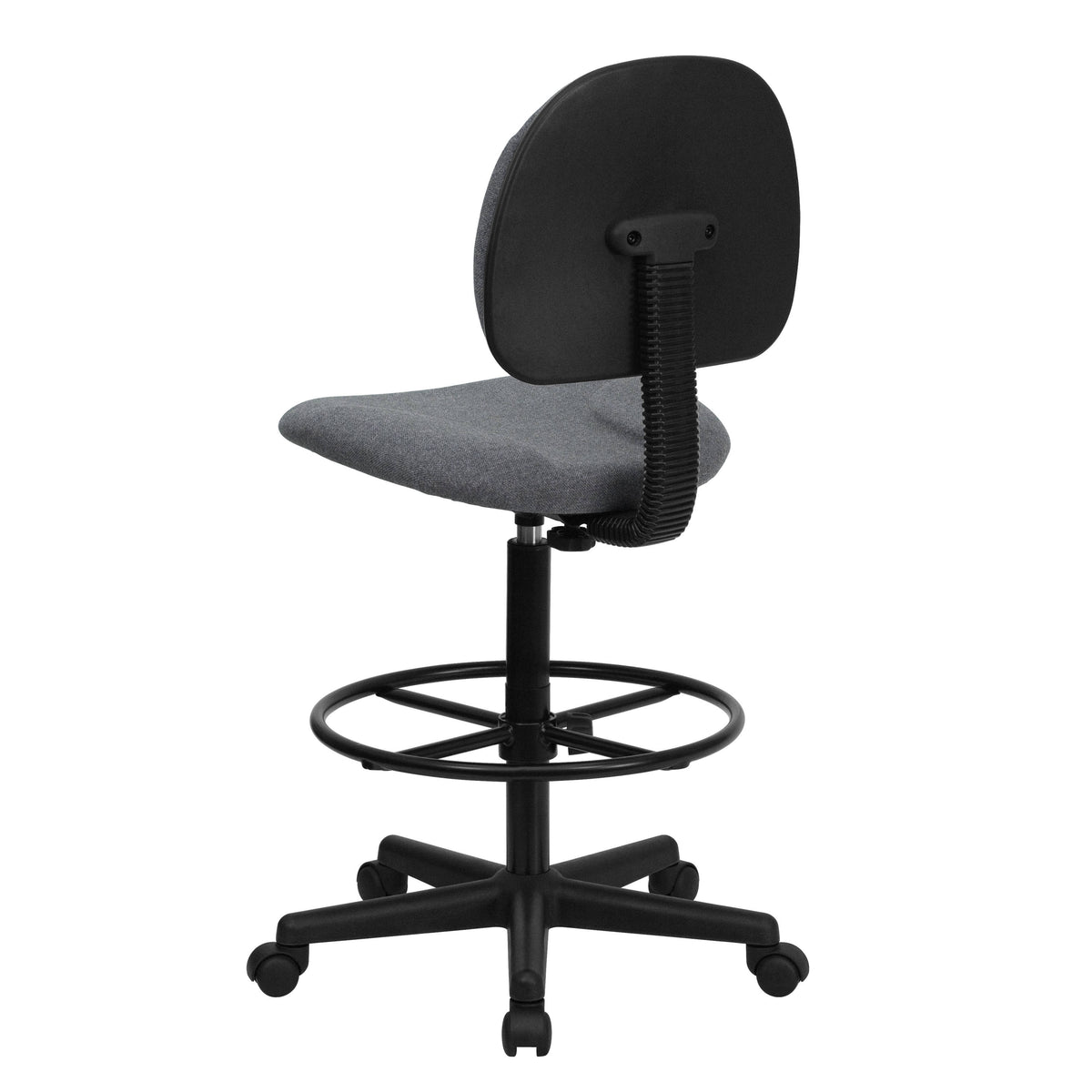 Gray |#| Commercial Adjustable Height Drafting Chair-Adjustable Foot Ring in Gray Fabric