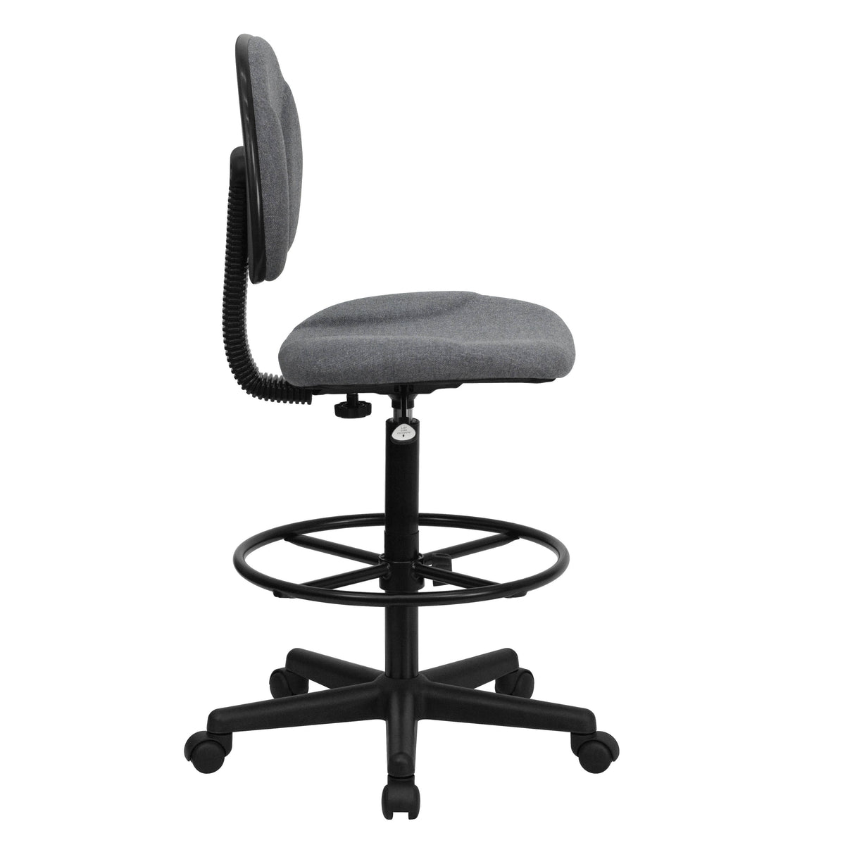 Gray |#| Commercial Adjustable Height Drafting Chair-Adjustable Foot Ring in Gray Fabric