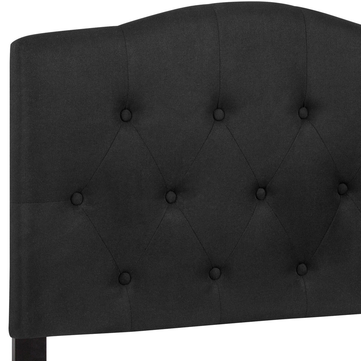 Black,Twin |#| Arched Button Tufted Upholstered Twin Size Headboard in Black Fabric