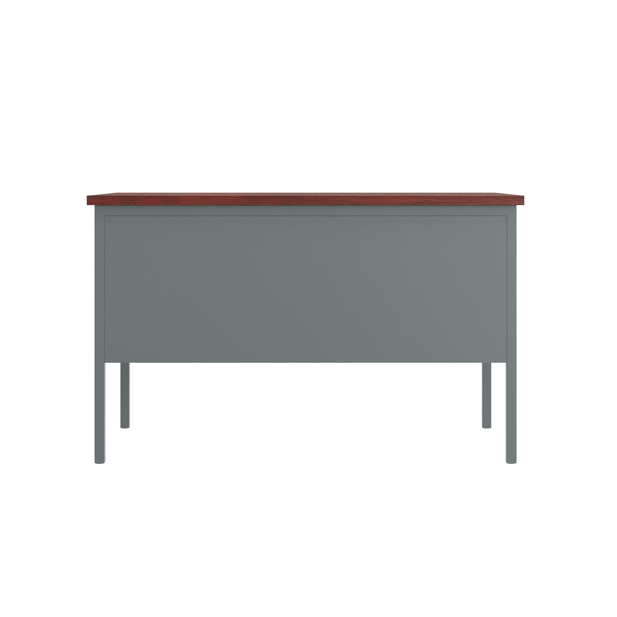 Commercial Right Side Single Pedestal Desk-3 Locking Drawers in Mahogany - 24x48