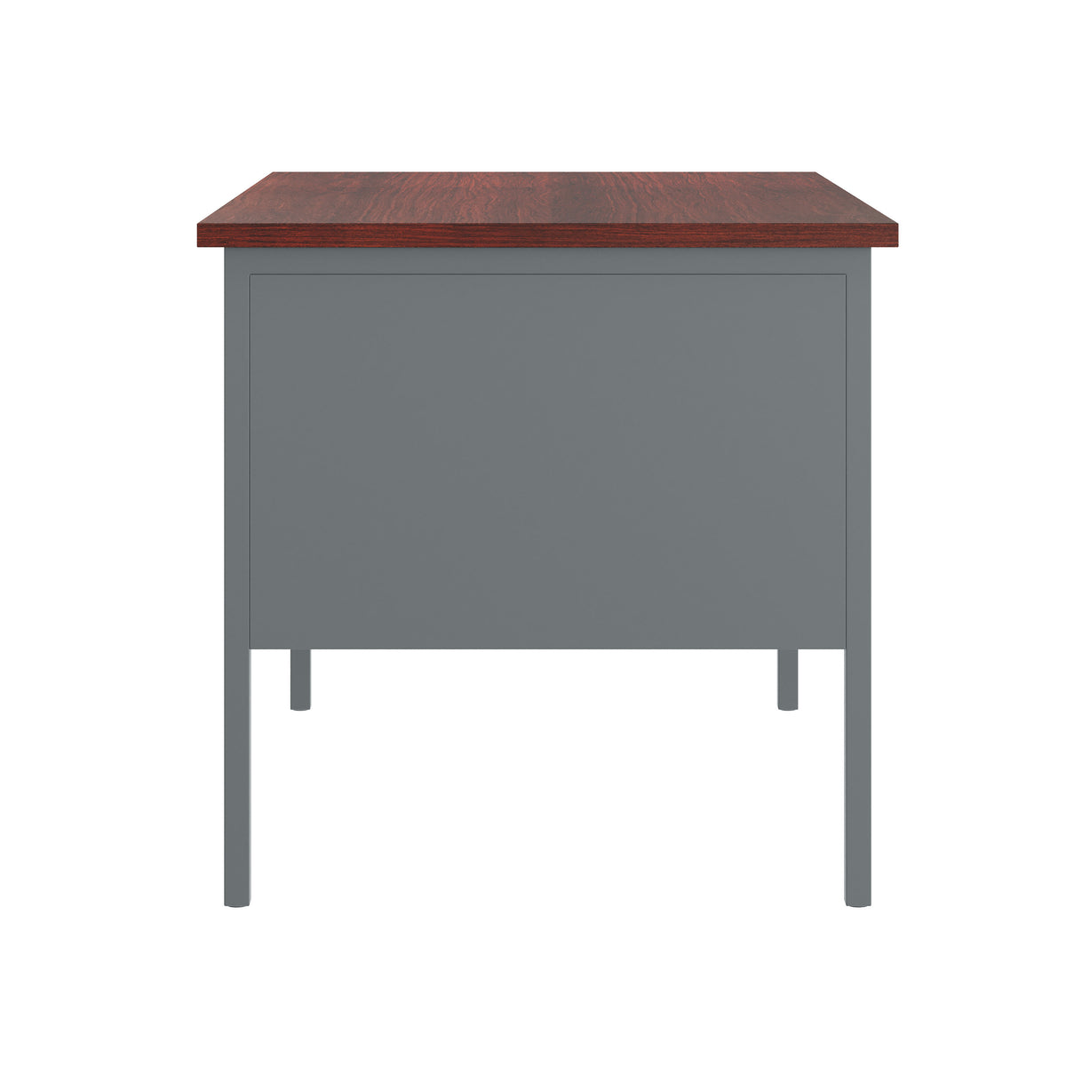 Commercial Right Side Single Pedestal Desk-3 Locking Drawers in Mahogany - 24x48