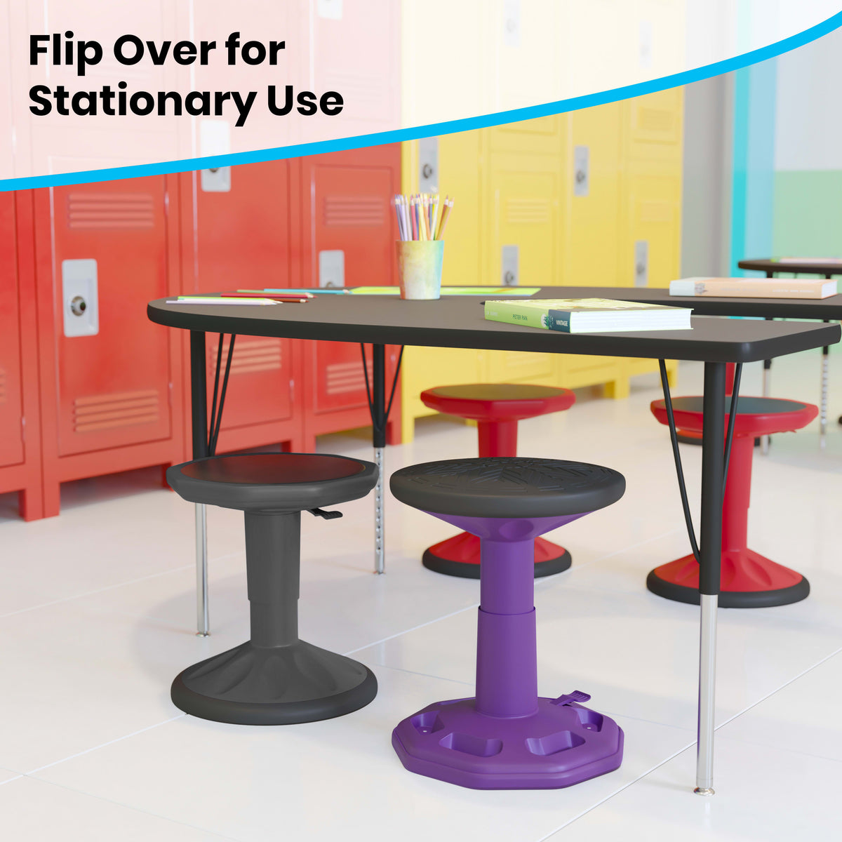 Gray |#| Kids Adjustable Height Active Learning Stool for Classroom and Home in Gray