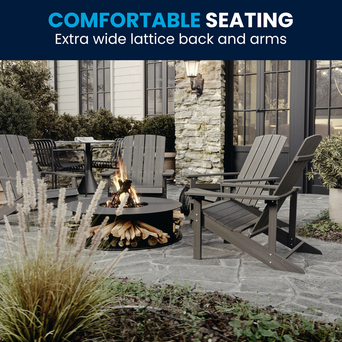 Gray |#| Outdoor Gray All-Weather Poly Resin Wood Adirondack Chair
