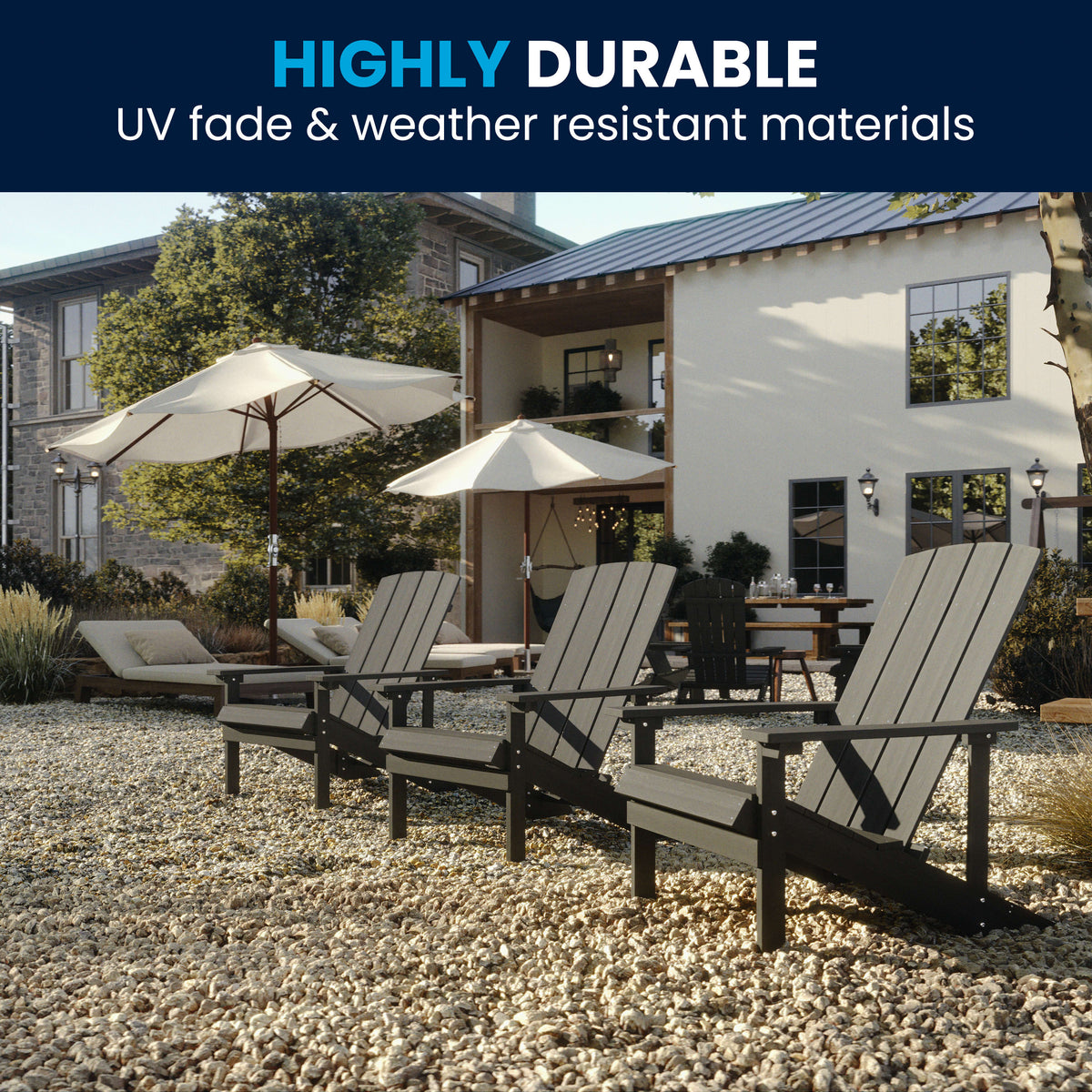 Gray |#| Outdoor Gray All-Weather Poly Resin Wood Adirondack Chair