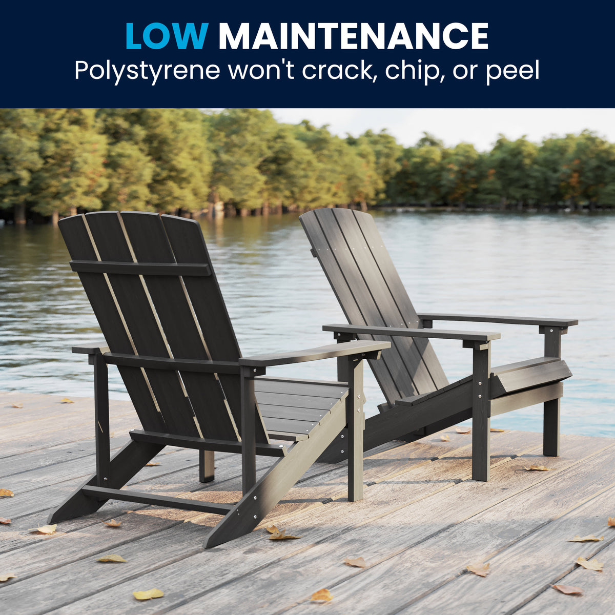 Gray |#| Outdoor Gray All-Weather Poly Resin Wood Adirondack Chair