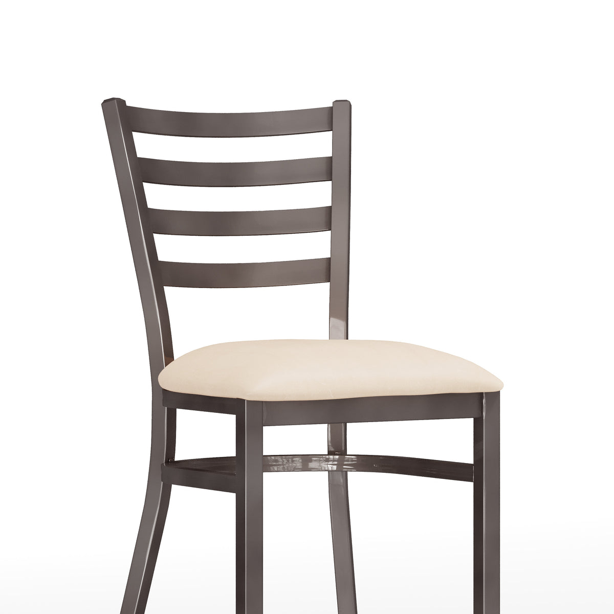 Tan Vinyl Seat/Silver Antique Metal Frame |#| Commercial Silver Ladder Back Restaurant Chair with Tan Vinyl Seat