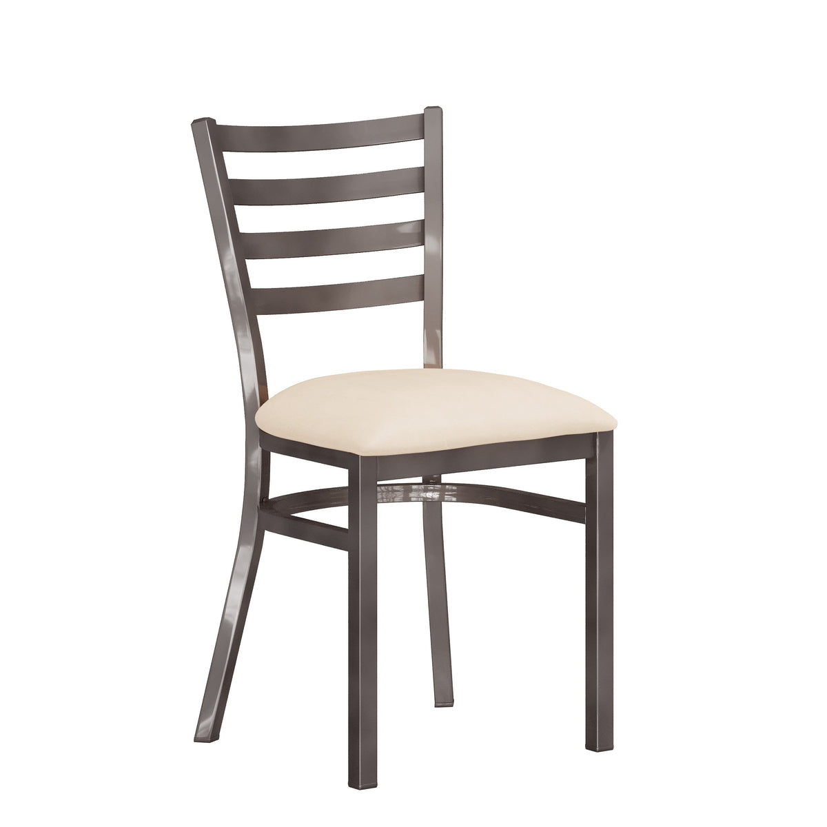 Tan Vinyl Seat/Silver Antique Metal Frame |#| Commercial Silver Ladder Back Restaurant Chair with Tan Vinyl Seat