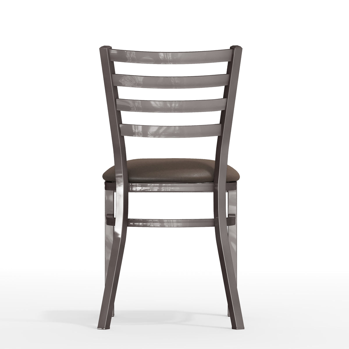 Mocha Vinyl Seat/Silver Antique Metal Frame |#| Commercial Silver Ladder Back Restaurant Chair with Mocha Vinyl Seat