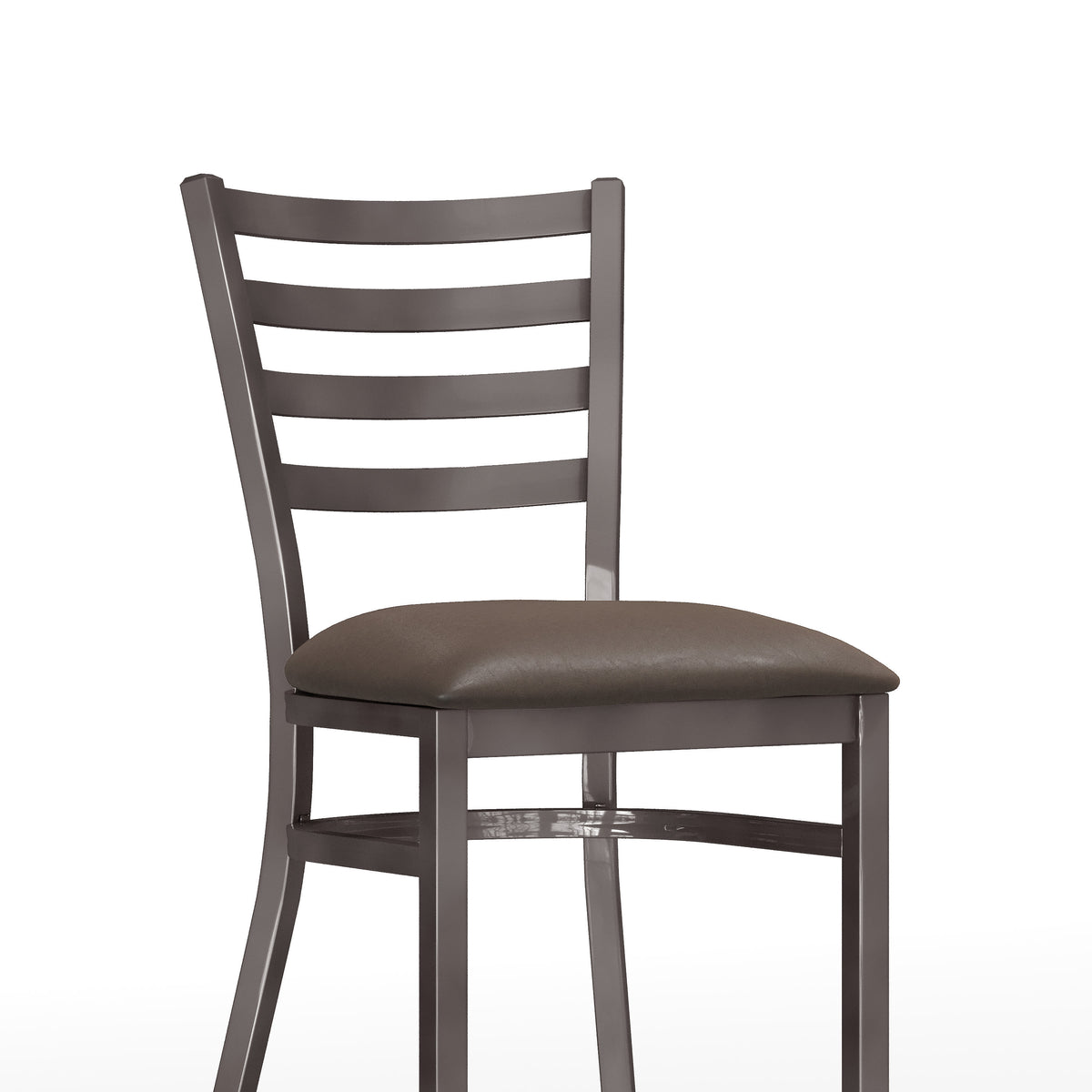 Mocha Vinyl Seat/Silver Antique Metal Frame |#| Commercial Silver Ladder Back Restaurant Chair with Mocha Vinyl Seat