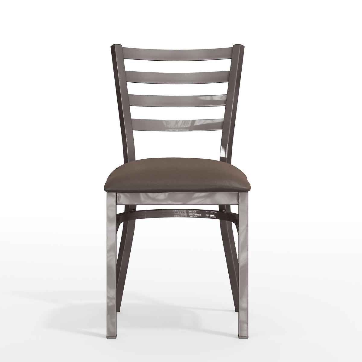 Mocha Vinyl Seat/Silver Antique Metal Frame |#| Commercial Silver Ladder Back Restaurant Chair with Mocha Vinyl Seat