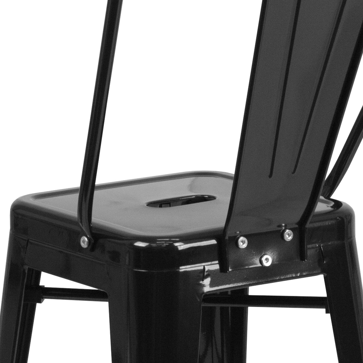 Black |#| 24" High Black Metal Indoor-Outdoor Counter Height Stool with Back