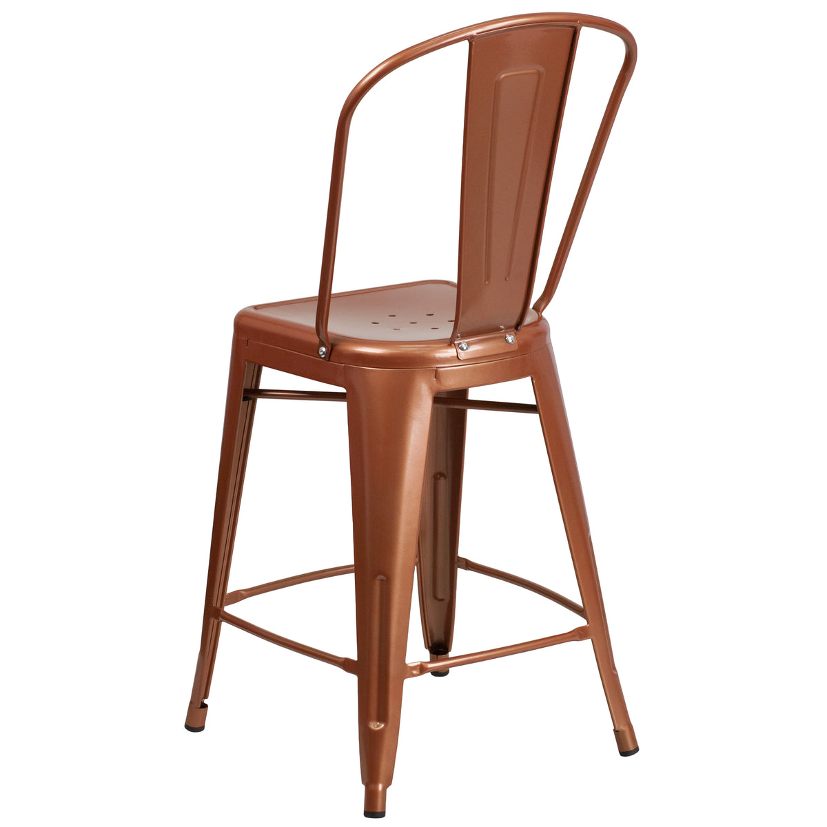 Copper |#| 24" High Copper Metal Indoor-Outdoor Counter Height Stool with Back