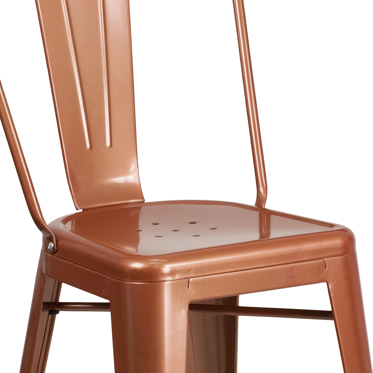 Copper |#| 24" High Copper Metal Indoor-Outdoor Counter Height Stool with Back