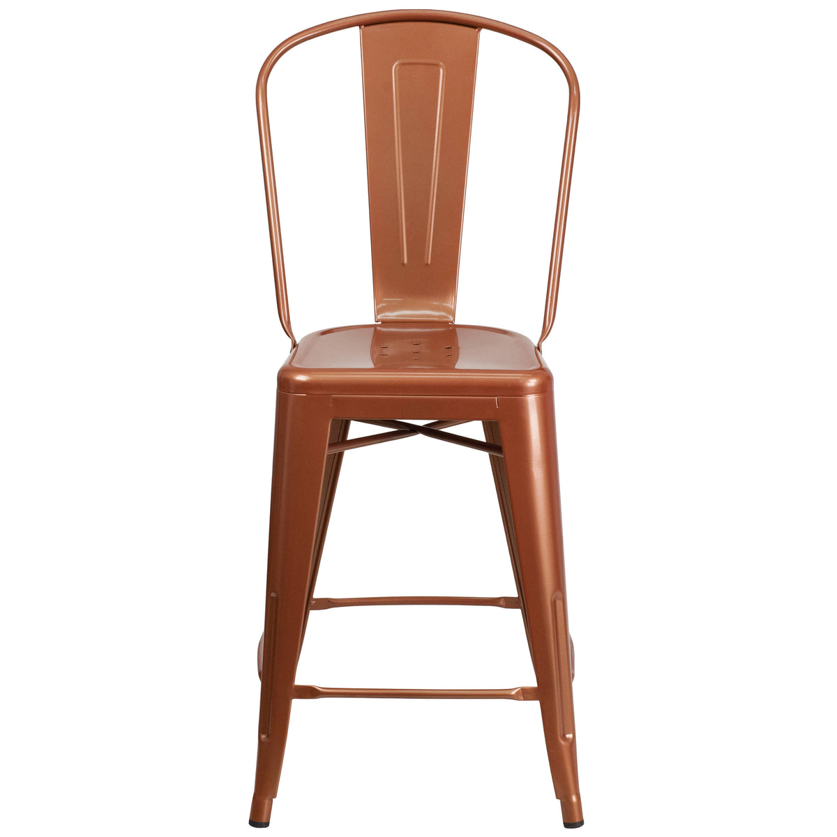 Copper |#| 24" High Copper Metal Indoor-Outdoor Counter Height Stool with Back