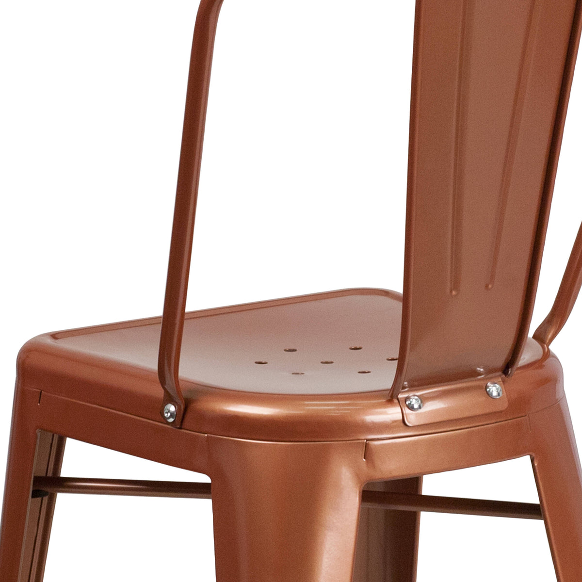 Copper |#| 24" High Copper Metal Indoor-Outdoor Counter Height Stool with Back