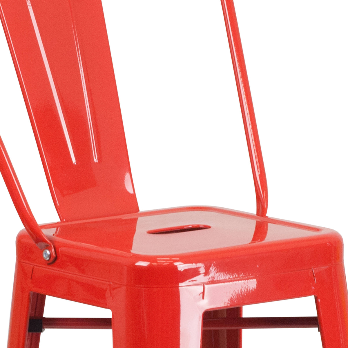 Red |#| 30" High Red Metal Indoor-Outdoor Barstool with Back - Kitchen Furniture
