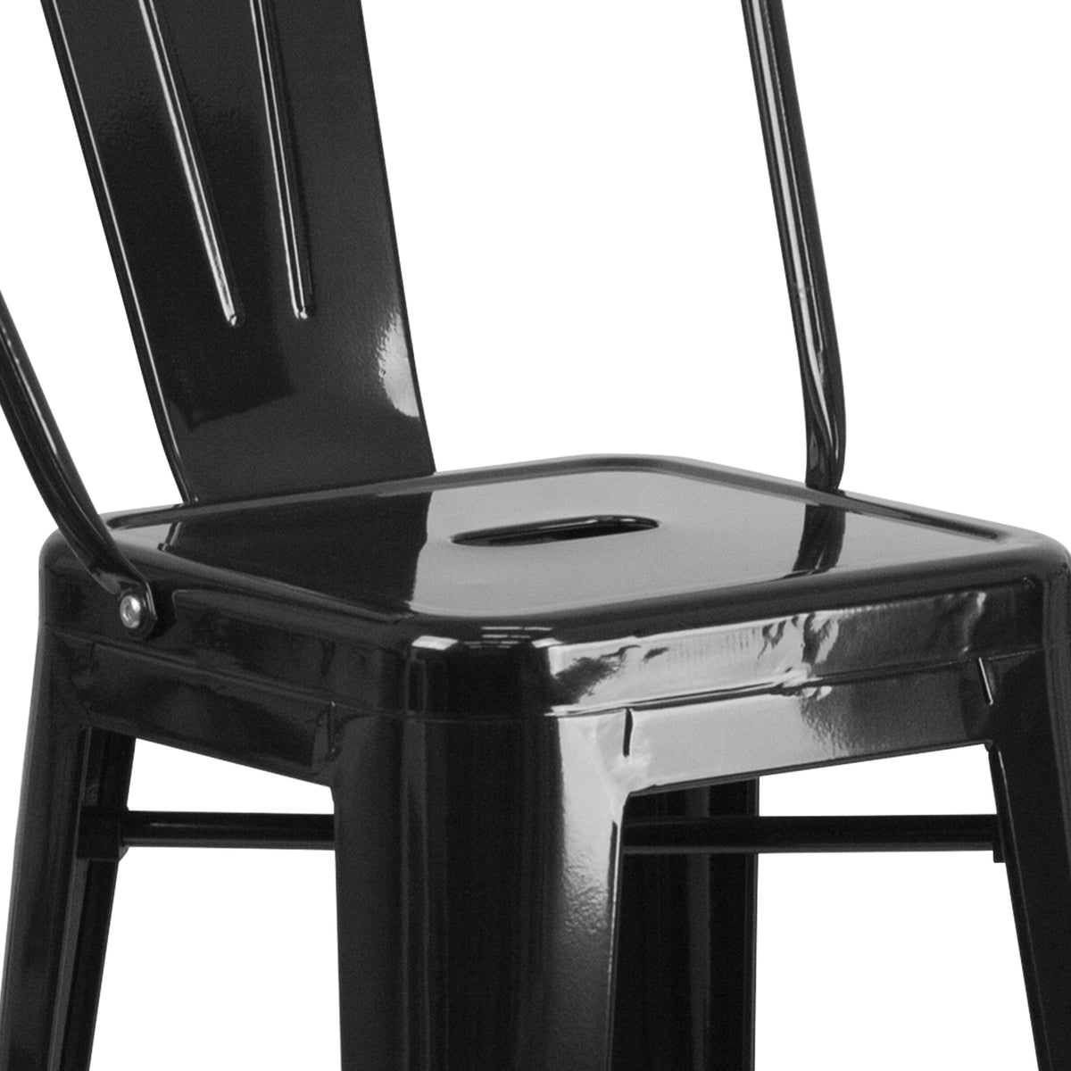 Black |#| 30" High Black Metal Indoor-Outdoor Barstool with Back - Kitchen Furniture