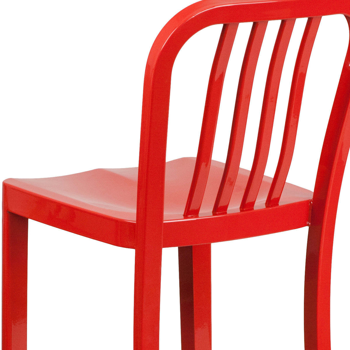 Red |#| 30" High Red Metal Indoor-Outdoor Barstool with Vertical Slat Back