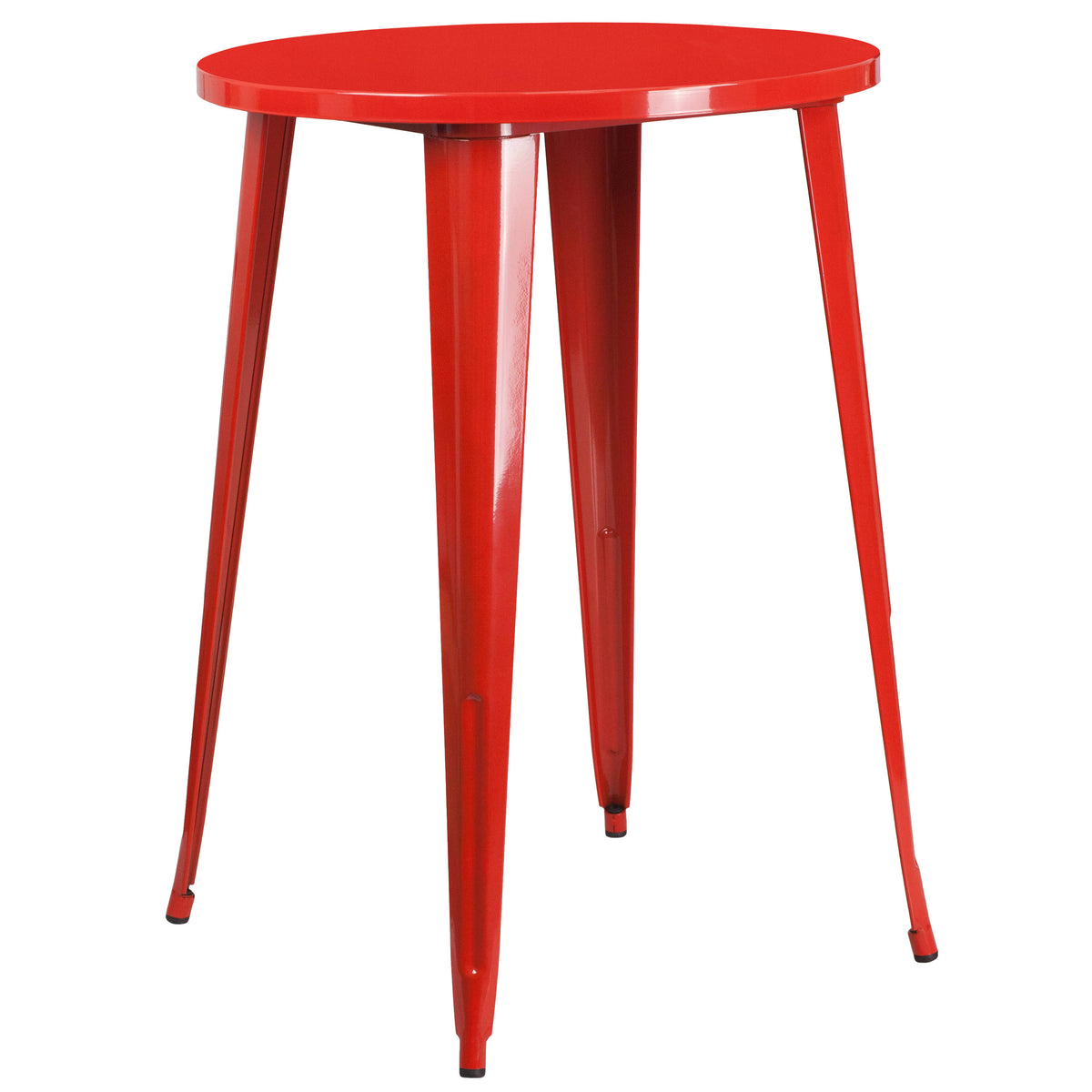 Red |#| 30" Round Red Metal Indoor-Outdoor Bar Table Set with 2 Cafe Stools