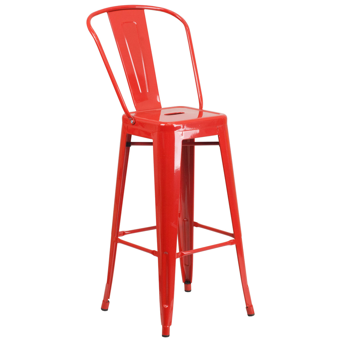 Red |#| 30" Round Red Metal Indoor-Outdoor Bar Table Set with 2 Cafe Stools