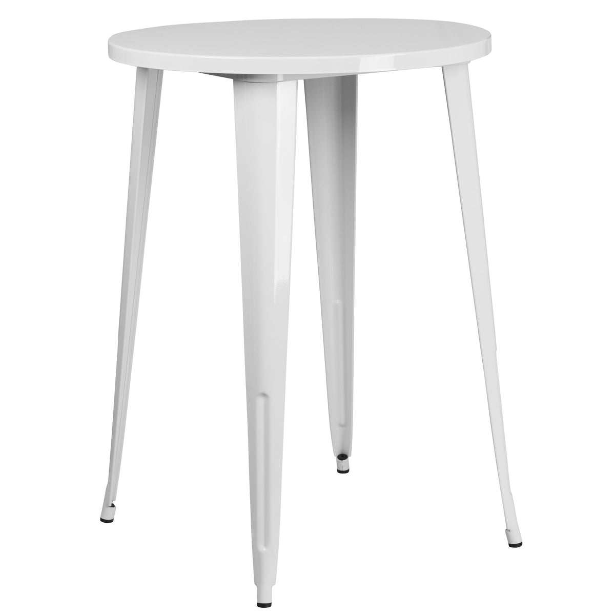 White |#| 30" Round White Metal Indoor-Outdoor Bar Table Set with 2 Cafe Stools