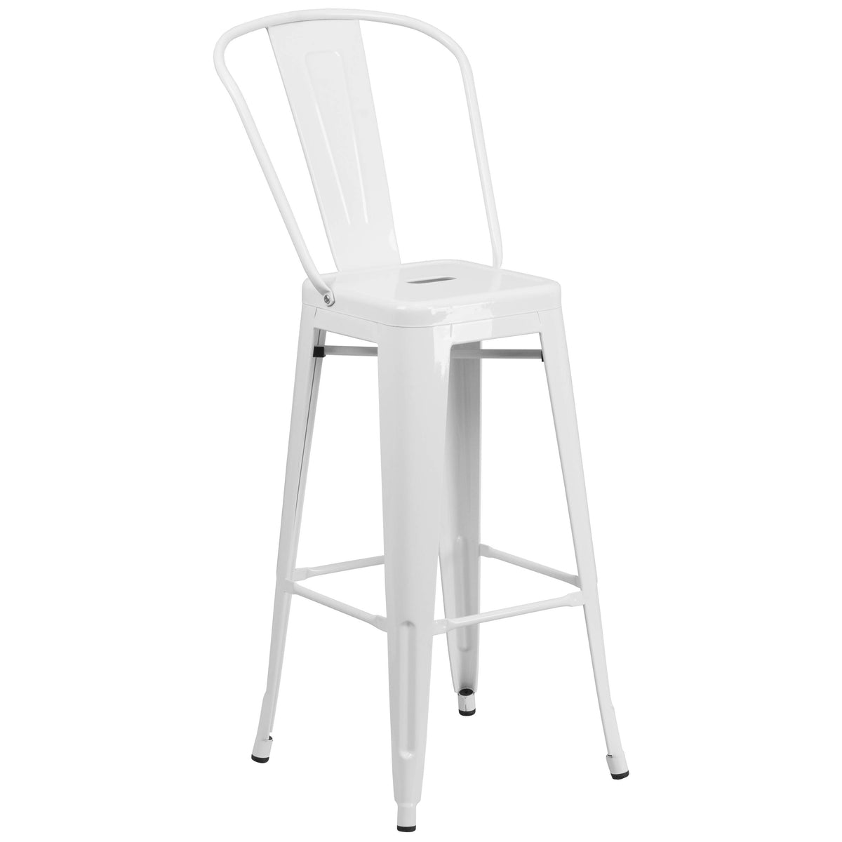 White |#| 30" Round White Metal Indoor-Outdoor Bar Table Set with 2 Cafe Stools