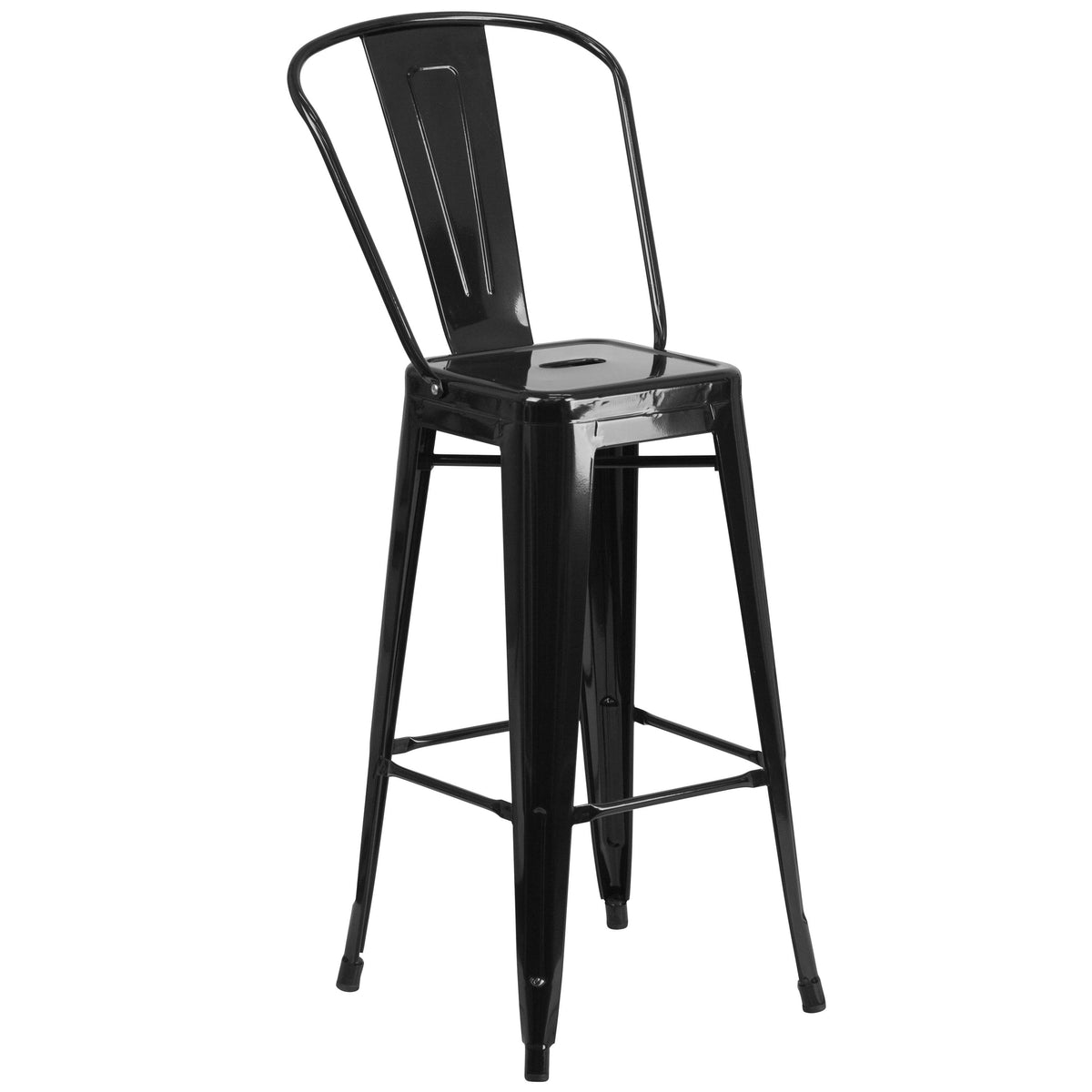 Black |#| 30" Round Black Metal Indoor-Outdoor Bar Table Set with 2 Cafe Stools