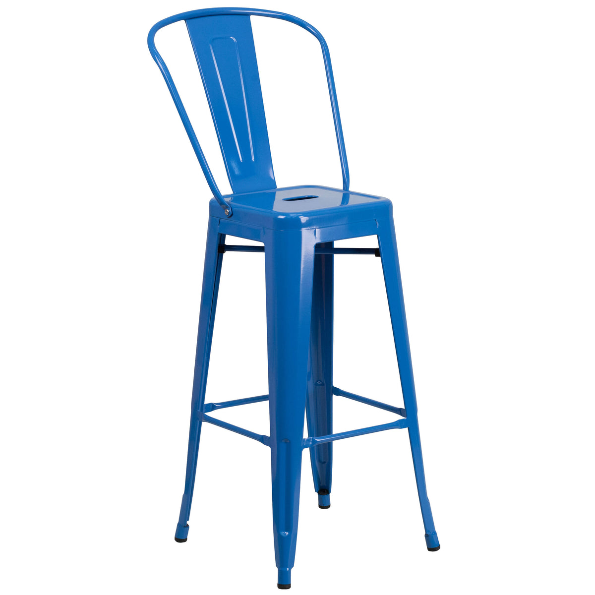 Blue |#| 30" Round Blue Metal Indoor-Outdoor Bar Table Set with 2 Cafe Stools