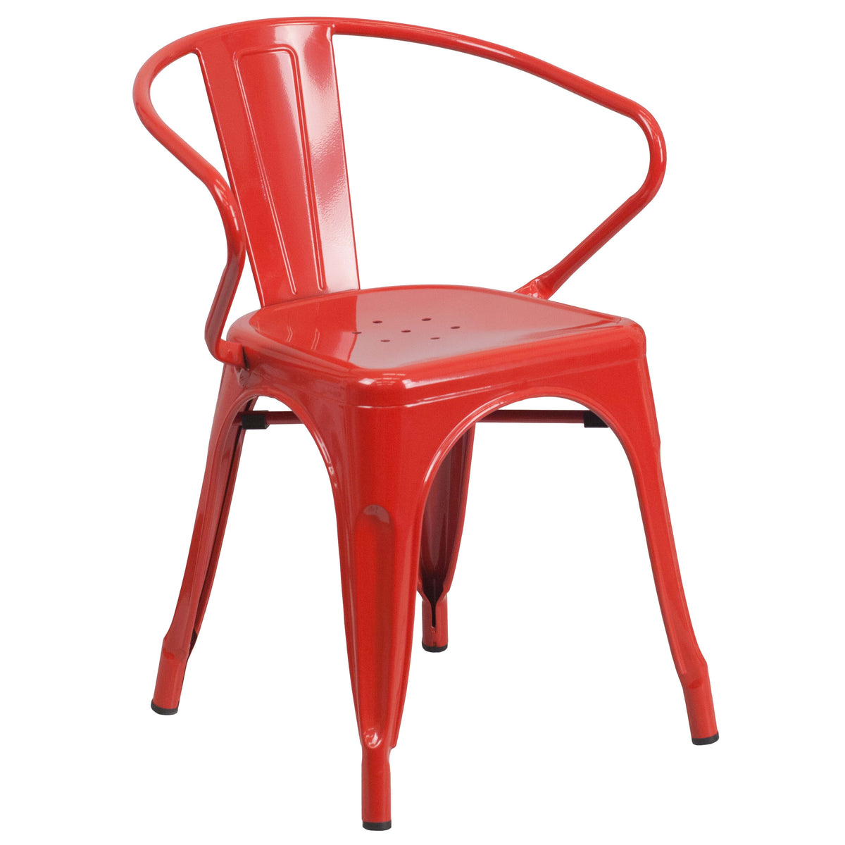 Red |#| 30" Round Red Metal Indoor-Outdoor Table Set with 2 Arm Chairs